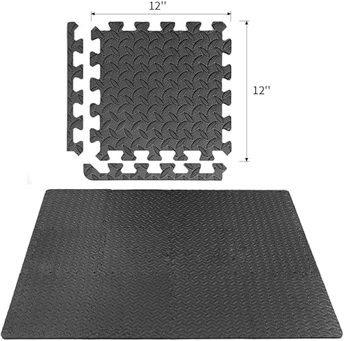 Miniatura 6 de Tapete de ejercicio de rompecabezas de 16 azulejos, 0.4 pulgadas de grosor, azulejos de espuma EVA entrelazados con borde para entrenamiento en