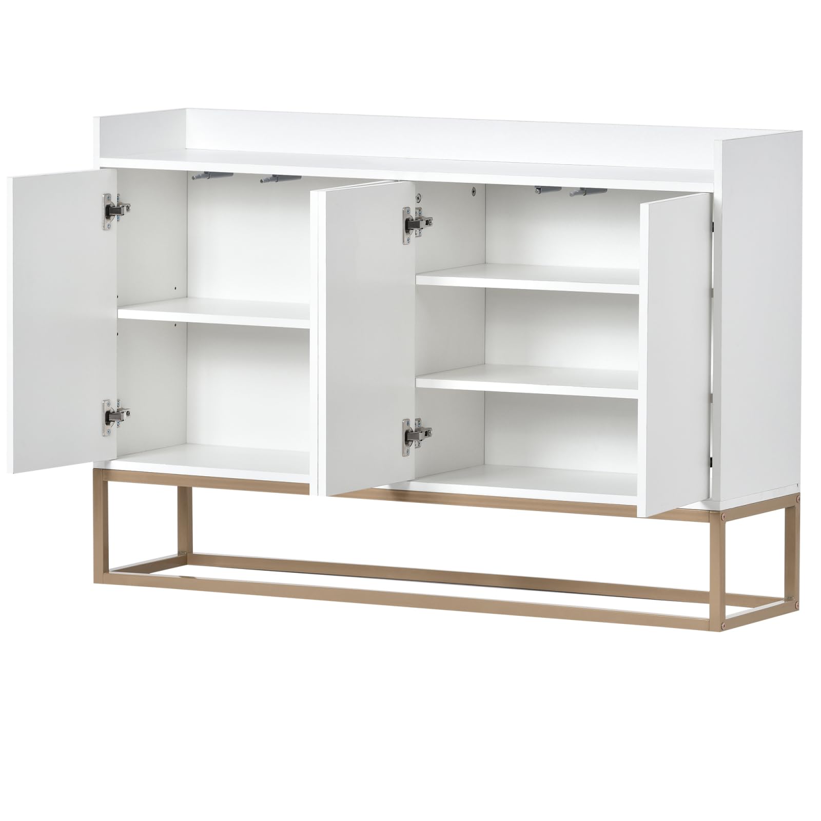credenza per cucina 120 x 30 x 80 cm, mobile contenitore con 4 ante e ripiani regolabili, piedini in metallo, credenza moderna, sala da pranzo e soggiorno, bianco