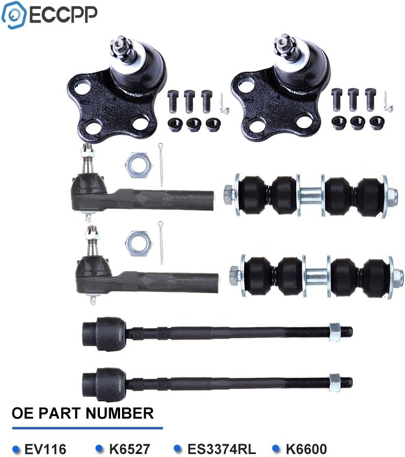 ECCPP Inner Tie Rod Ends Lower Ball Joints Outer Tie Rod Ends Front Sway Bar End Links 1995 1996 1997 1998 1999 2000 2001 2002 2003 2004 2005 for Chevrolet Cavalier for Pontiac Sunfire