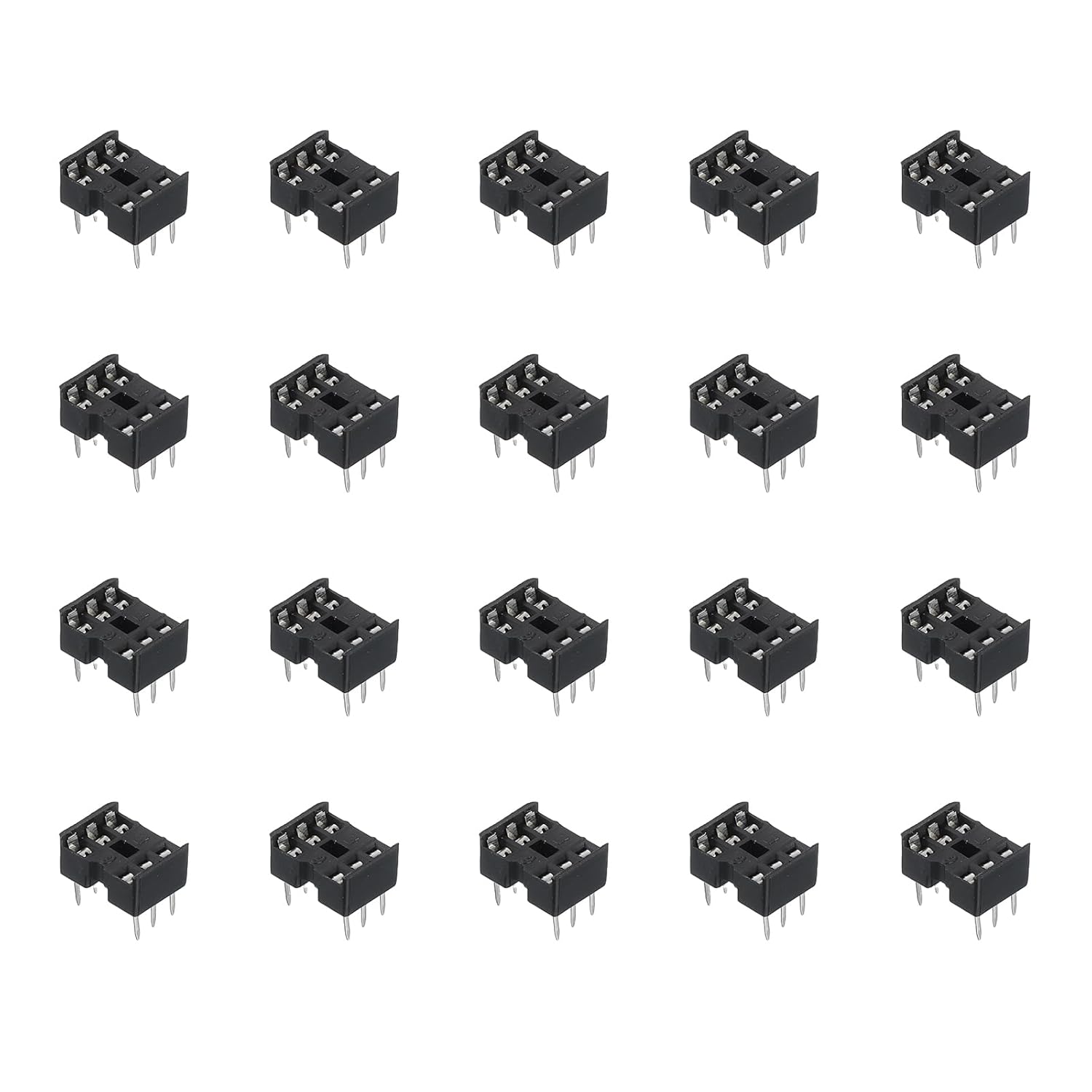 80Pcs Dip IC Pin Socket Adapter 7.62mm Row Pitch 6 Pin IC Kit Assortment 2.54mm/0.1" Not for Breadboard Project, PCB Board Design