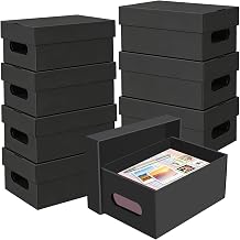 8 Pack A5 Paper Storage Box for 5.5" x 8.5" Half-Letter, 9“ x 6.5“ x 4" Cardboard Photo Organizer with Lid, Index Card Box, Crafts/Arts Storage Containers for Notes, Legal Pads, School/ Art Supplies
