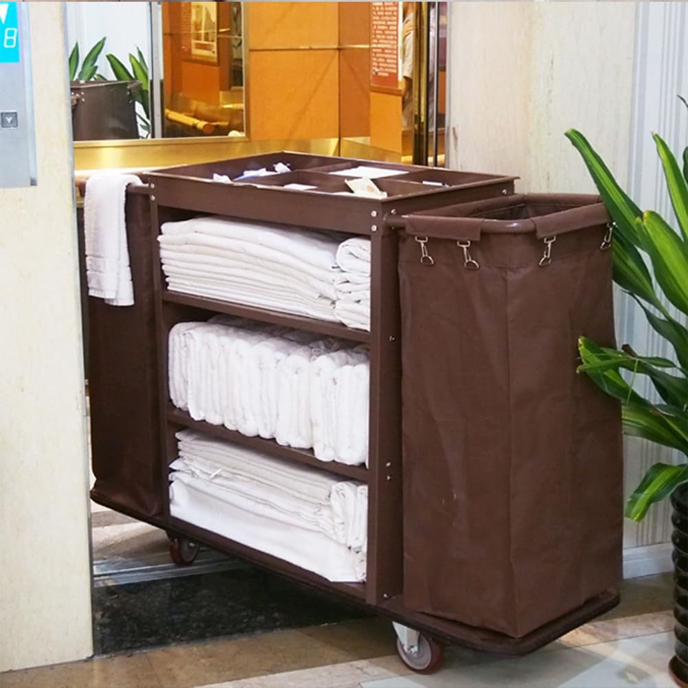 Carrito de limpieza de hotel, carrito comercial con bolsa de almacenamiento y ruedas, utilidad de limpieza multifuncional para operaciones de hospitalidad