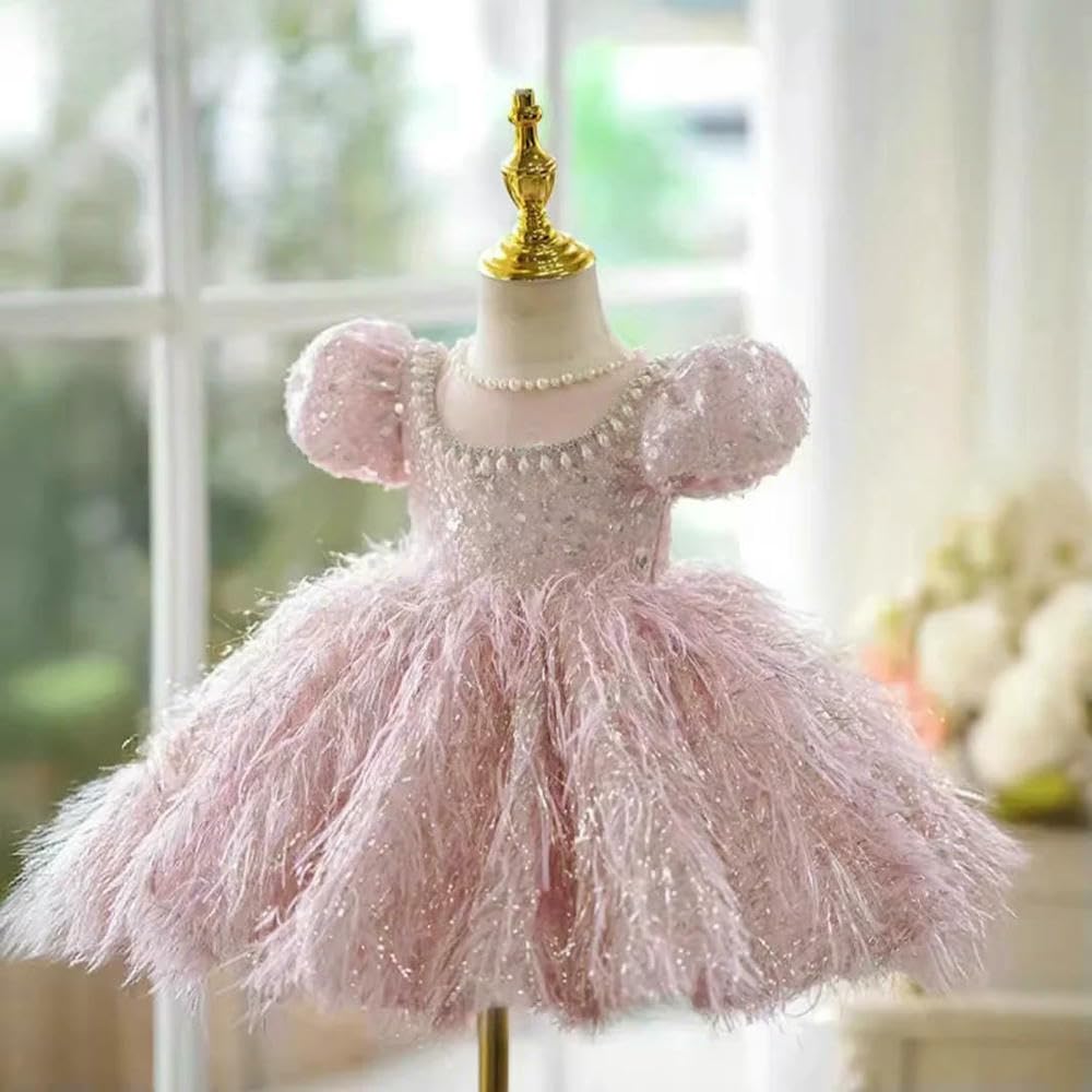 ZBDZSW Elegante Rosa Mädchen Prinzessin Feier Klavier Recital Kinder Party Kleid Blume Tutu Kleid Hochzeit Geburtstag