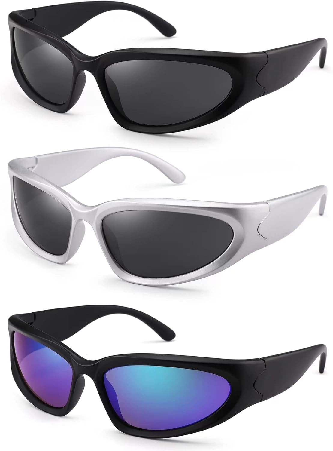 ZUVGEES Wrap Around Fashion Sunglasses for Men and Women Trendy Oval Sport Sunglasses UV400 Outdoor Eyeglasses