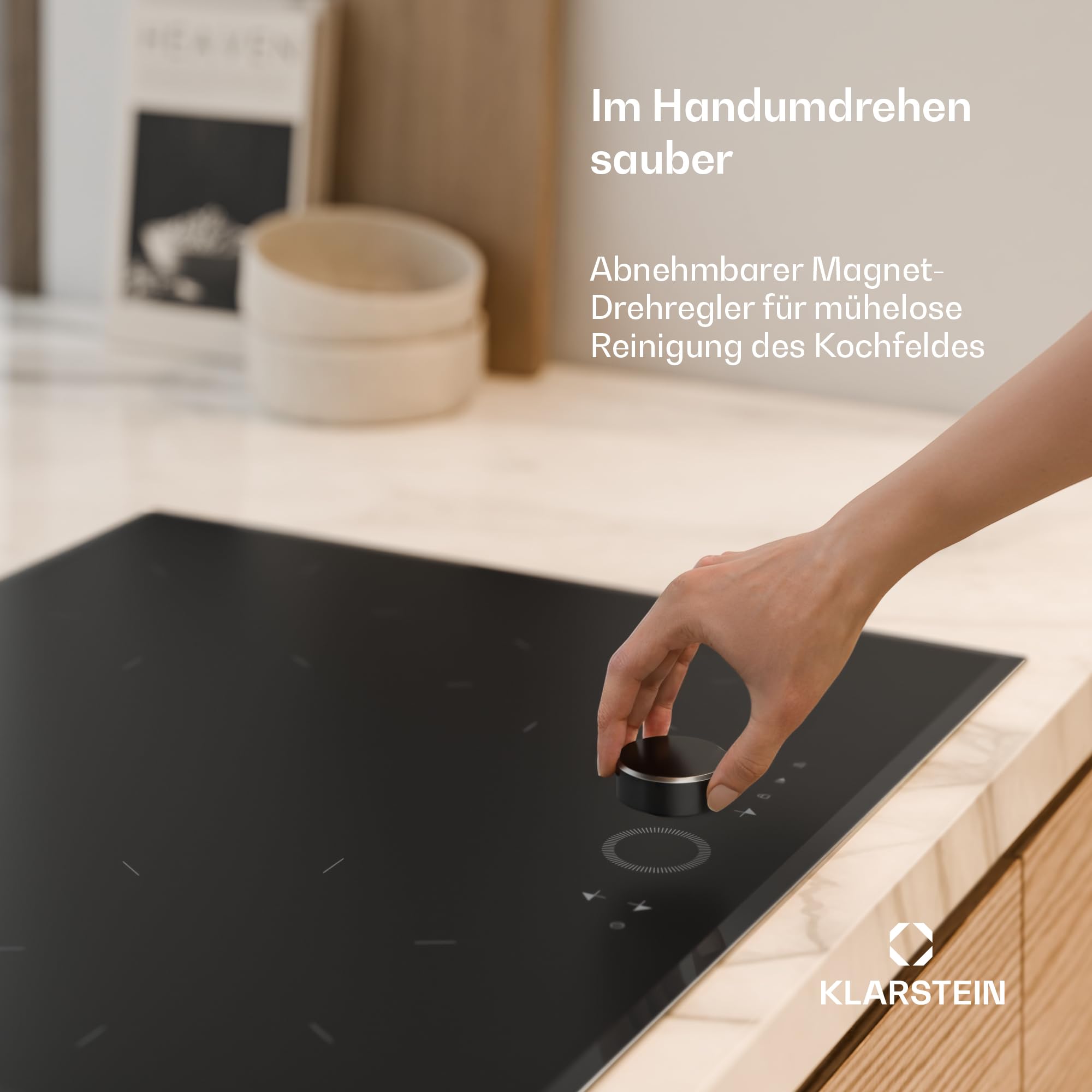 Klarstein Magnichef Induktionskochfeld - 4-Zonen, 8200W Boost, Magnetsteuerung, Timer & Kindersicherung, Restwärmeanzeige, Topferkennung, Aluminiumrahmen, 59cm Kochfeld Induktion
