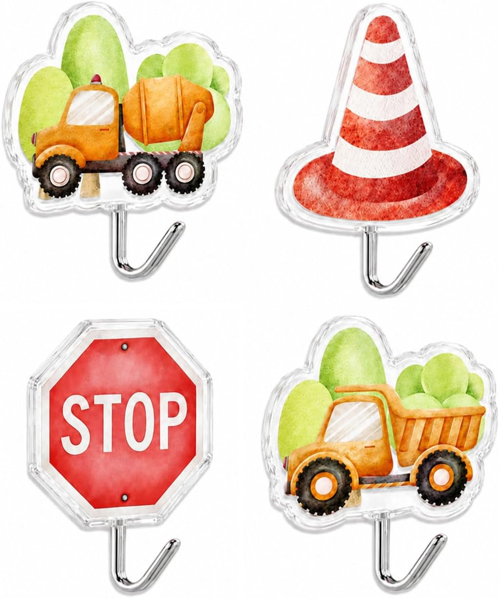 4 PCS Cat Nursery Decor, Kawaii Cat Nursery Wall Hooks for Boys Girls Kids Bedroom Funny Animal Pattern Acrylic Coat Hooks for Baby and Toddler Bedroom Playroom Classroom and Decorations