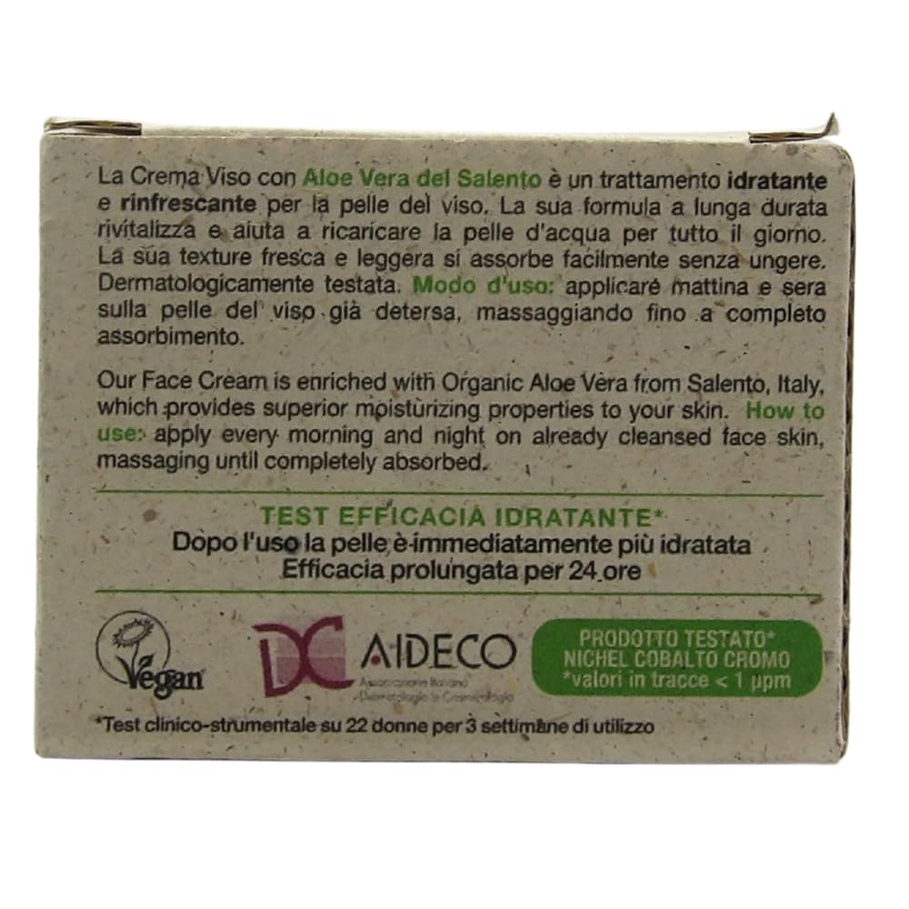 Crema Viso IDRATANTE, Idrata e Rinfresca. Con Aloe Vera Del Salento. 0% Siliconi, PEG, Coloranti 50ml (4 Unità)