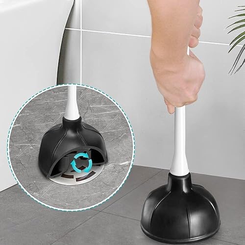 Miniatura 7 de Juego de 2 escobilla de inodoro y émbolo, cepillo blanco y émbolo de inodoro resistente con soporte ventilado, juego de émbolo de escobilla de