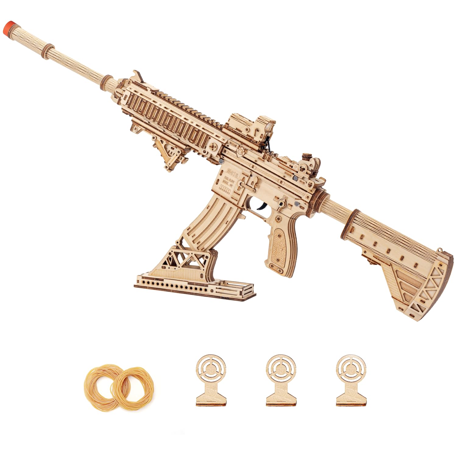 RUIFAM 3D Wooden Puzzles for Adults, 3D Puzzle Model Rubber Bands Gun Toys Building Kits, DIY Wood Crafts Cool Toy Hobbies for Men Women, Creative