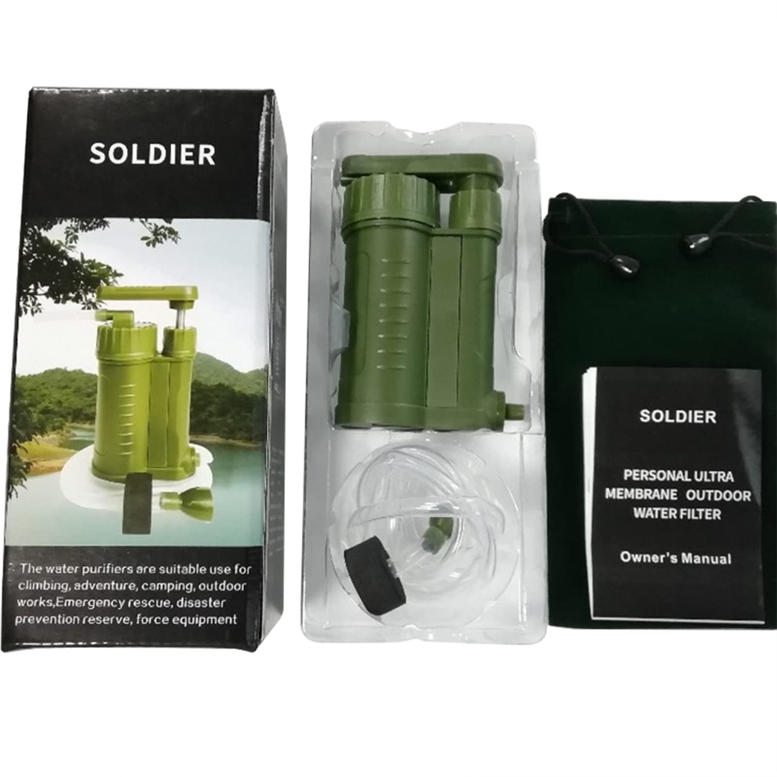 Filtres à Eau de Camping Pompe Portable Carbone 0,01 Micron Filtre à Eau Paille système de Filtration d'eau purificateur d'eau pour Camping randonnée
