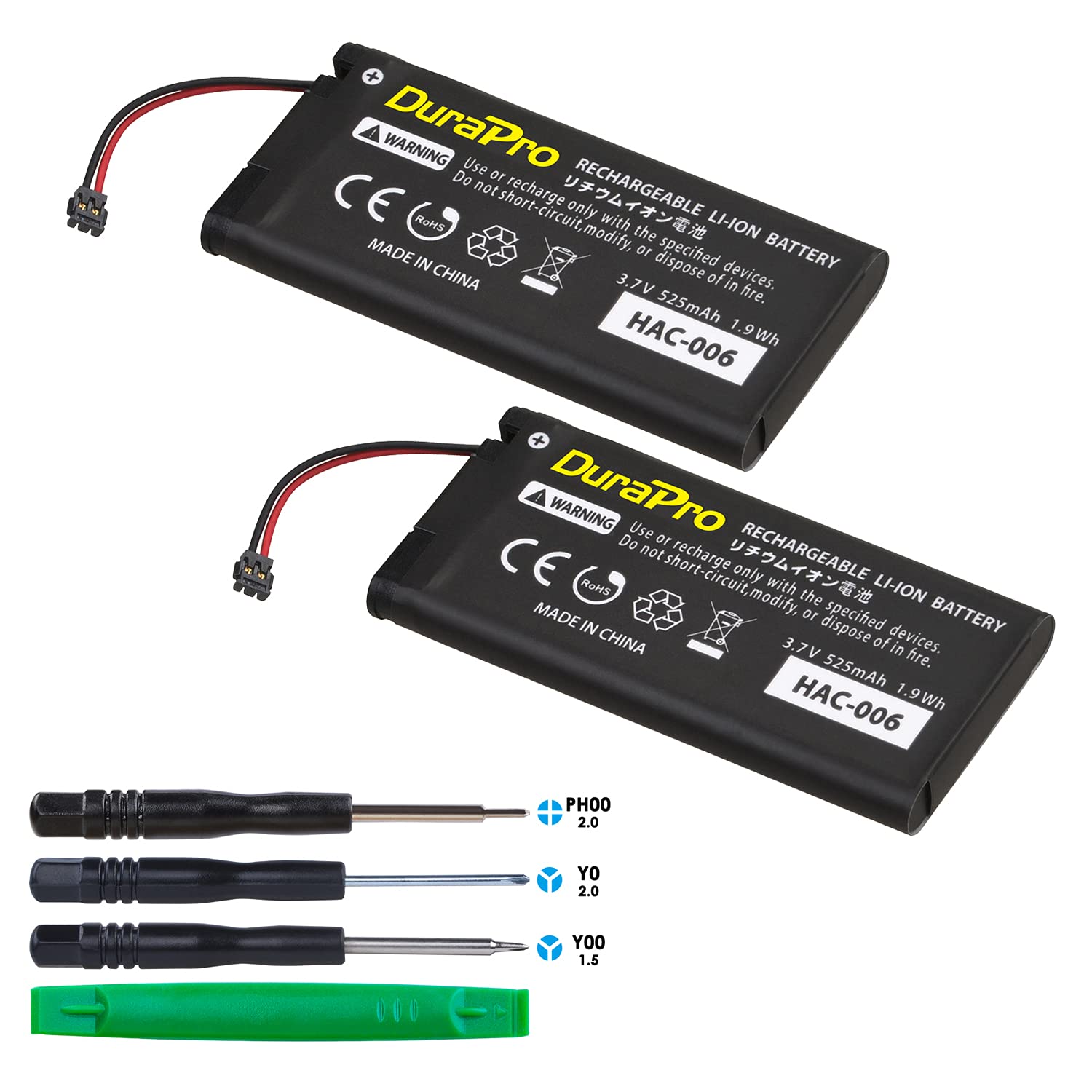 DuraPro - Batería HAC-006 para Nintendo HAC-015, HAC-016 Switch Joy-Con (2 unidades)