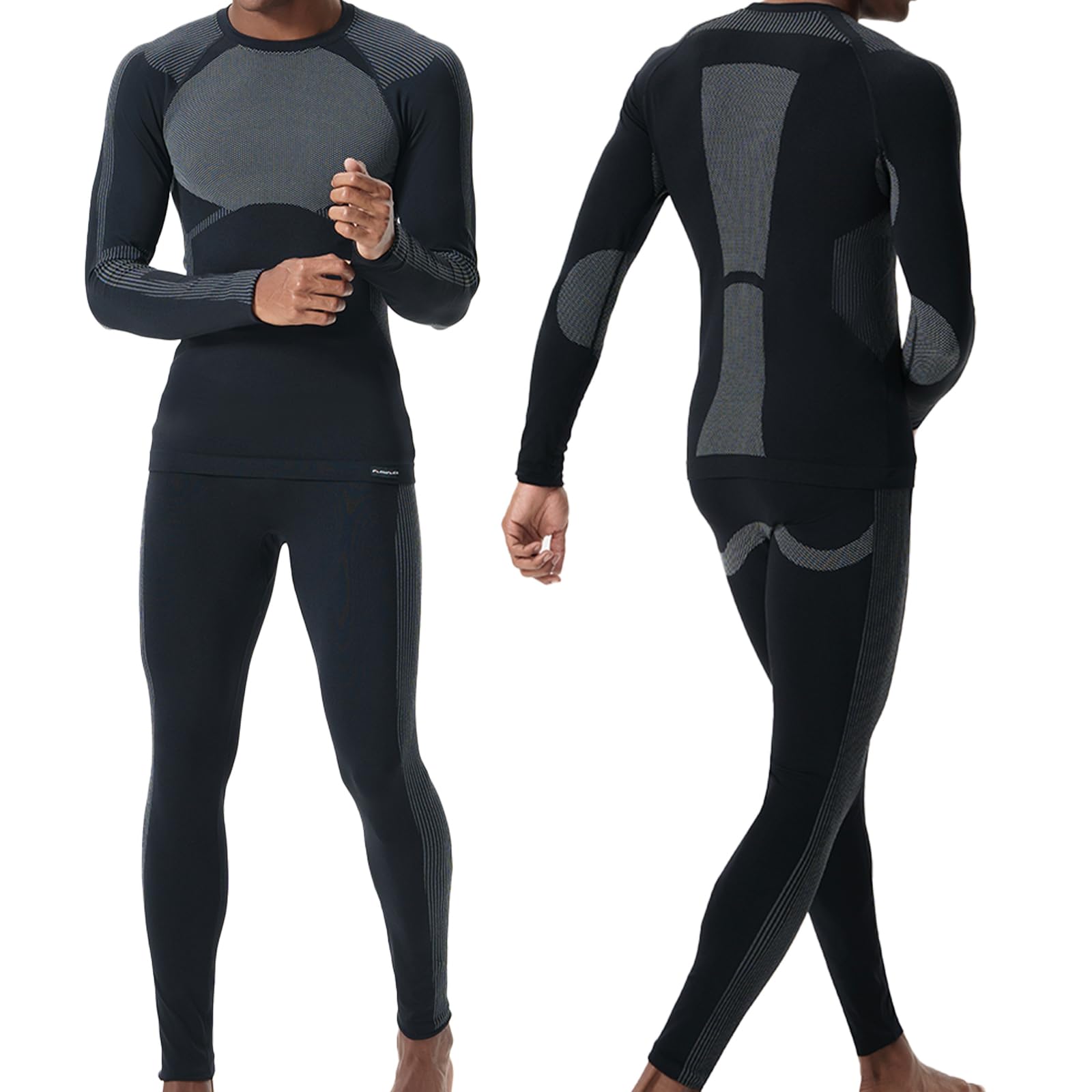 FlowFlex Herren Funktionswäsche Skiunterwäsche Herren Set,Thermounterwäsche Männer Sport für Joggen,Radfahren,Fußball,Skifahren,Motorrad