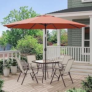 Furniture of America AMB-B233SE Flori 11 ft Outdoor, Market Patio Umbrella, Push Button Tilt and Crank Lift 8 Steel Rib with Matching Carrying Bag, Red