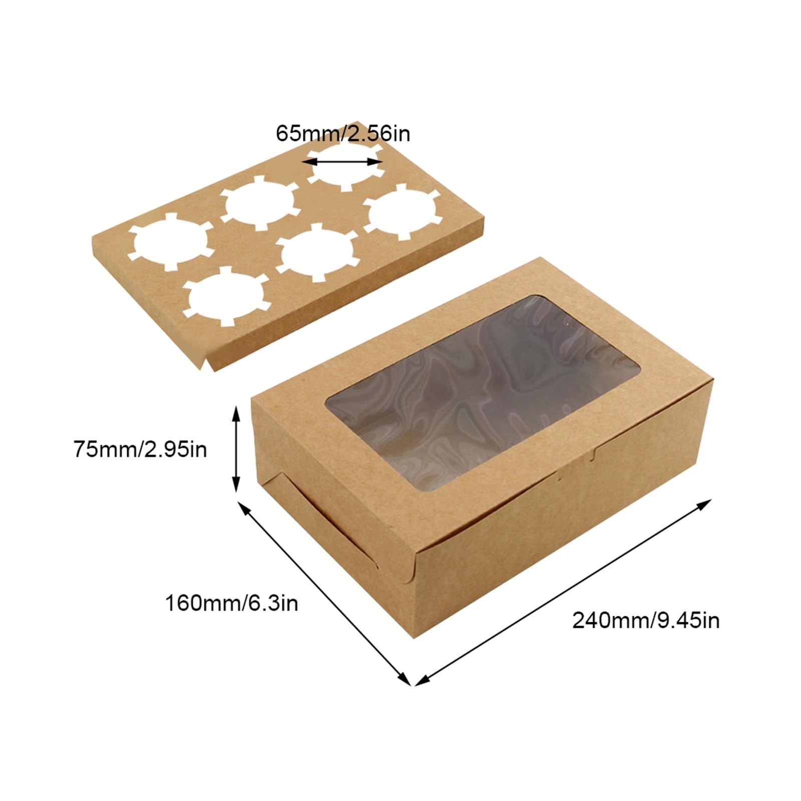 Cajas para Cupcakes 20 recipientes for Cupcakes con Ventana e Inserciones, 6 Cajas de Galletas, Cajas de golosinas for Galletas, Muffins, Cupcakes Caja De Pasteles(White)