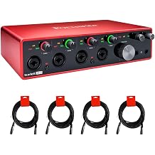 Focusrite Scarlett 18i8 USB واجهة صوتية الجيل الثالث مع كابل XLR-XLR 4x