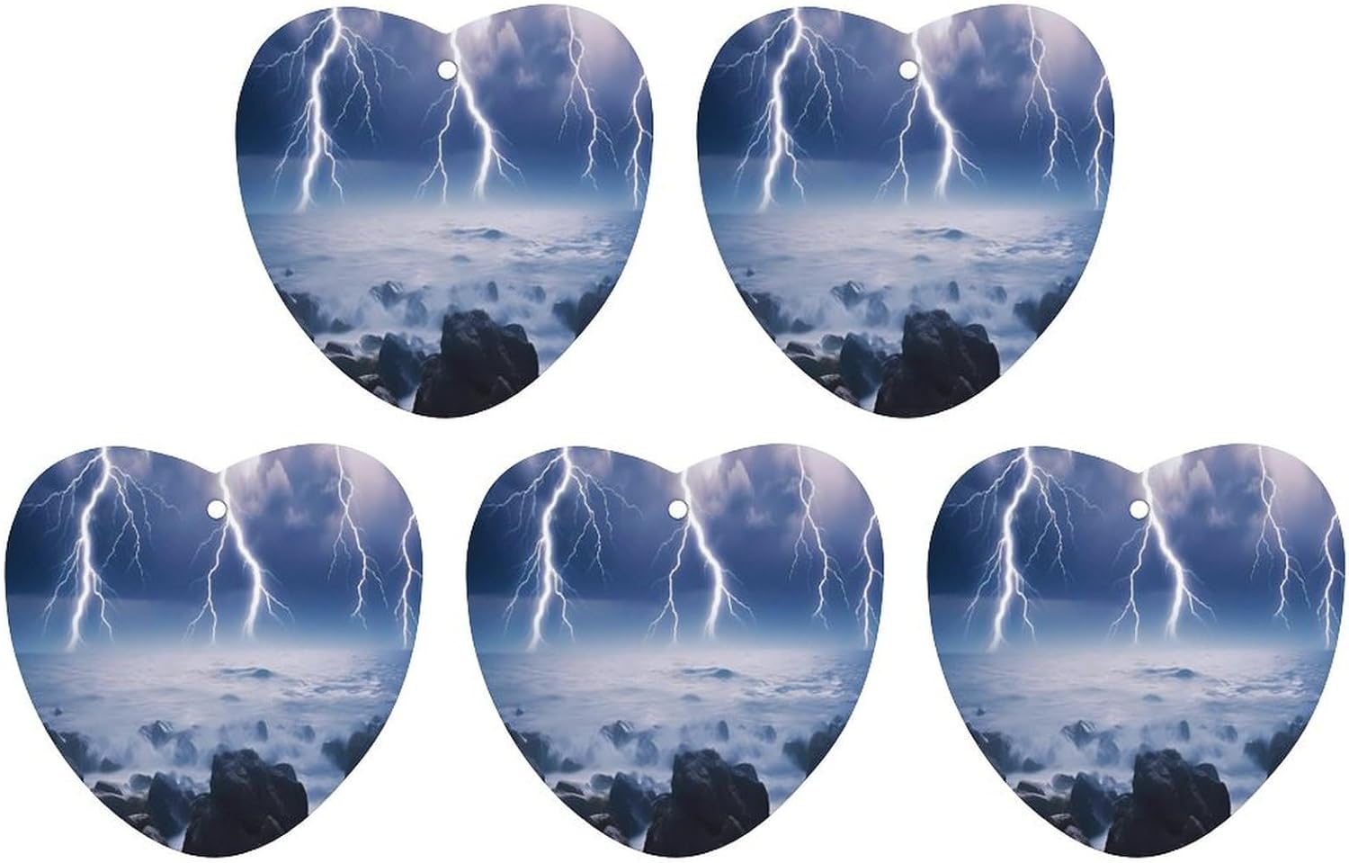 Thunder Storms Over Sea Car Aromatherapy Tablets 5Pcs Hanging Air Freshener Rear View Mirror Fragrance for Home Car Decor