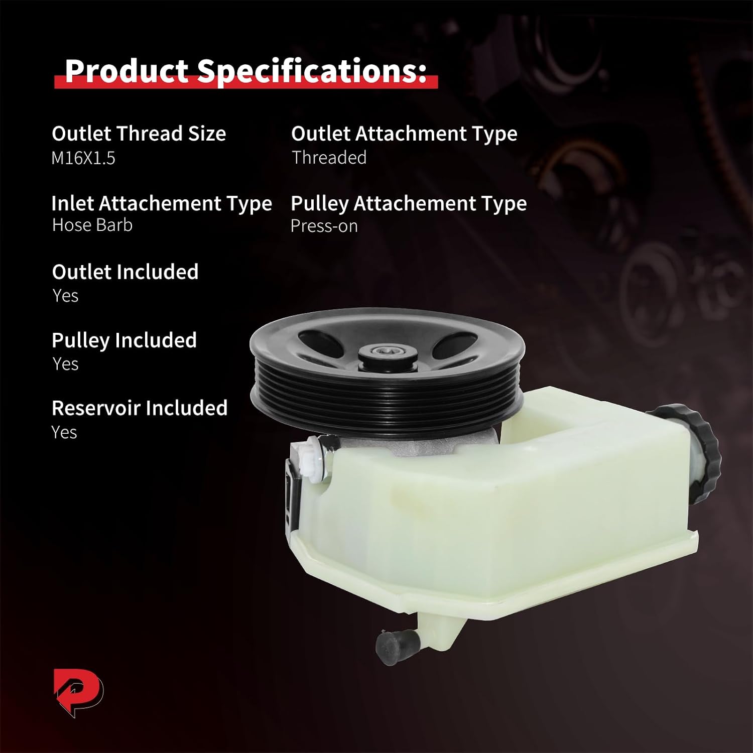 PHOBOOS Power Steering Pump Compatible with Jeep Liberty 2002-2006 V6 3.7L, with Outlet & Reservoir & Pulley, Smooth Steering, Low Noise, High Durability, Ref. 20-64610