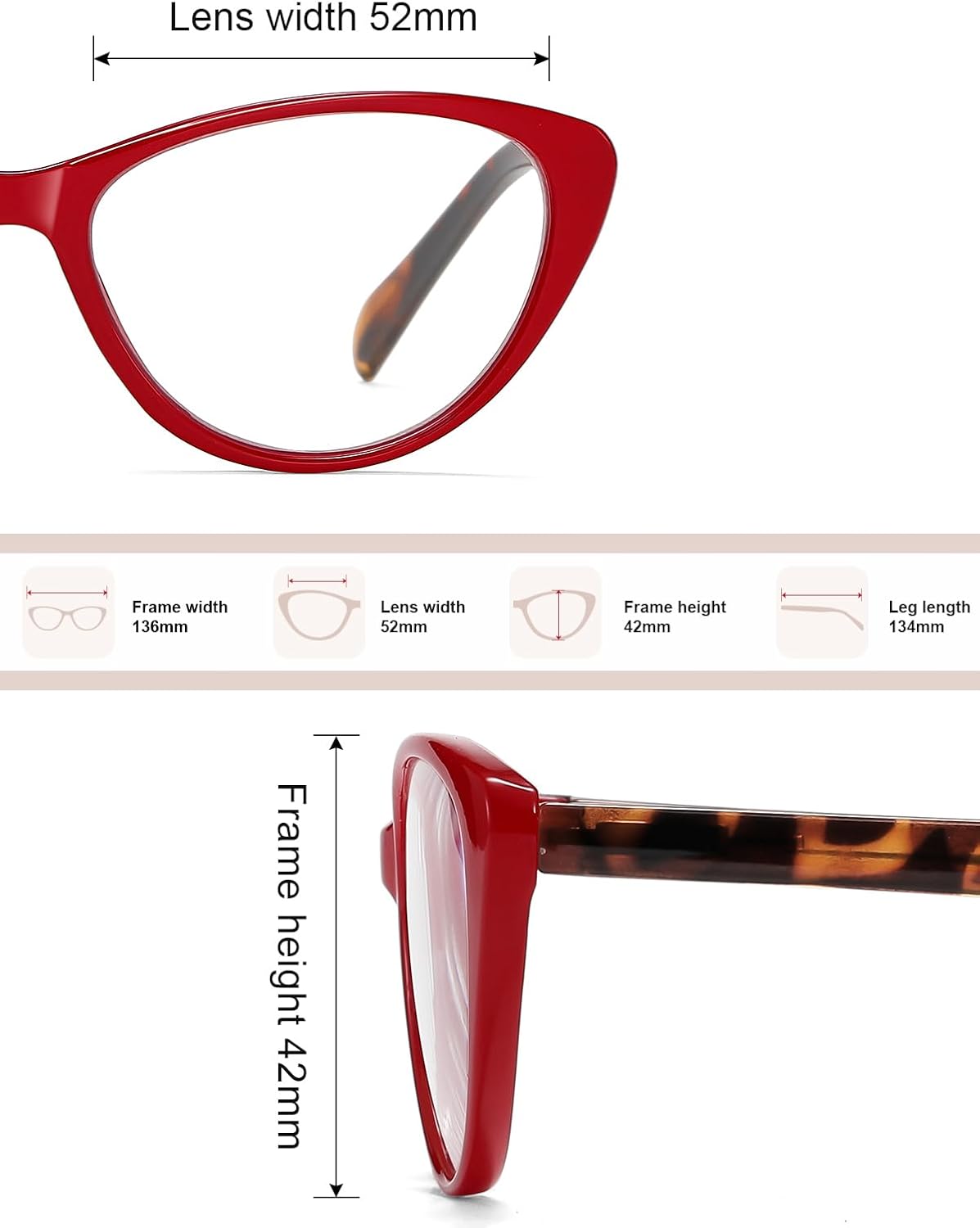 4 Pack Fashion Cat Eye Reading Glasses for Women, Computer Blue Light Blocking Readers Anti Glare Eyeglasses - Image 5