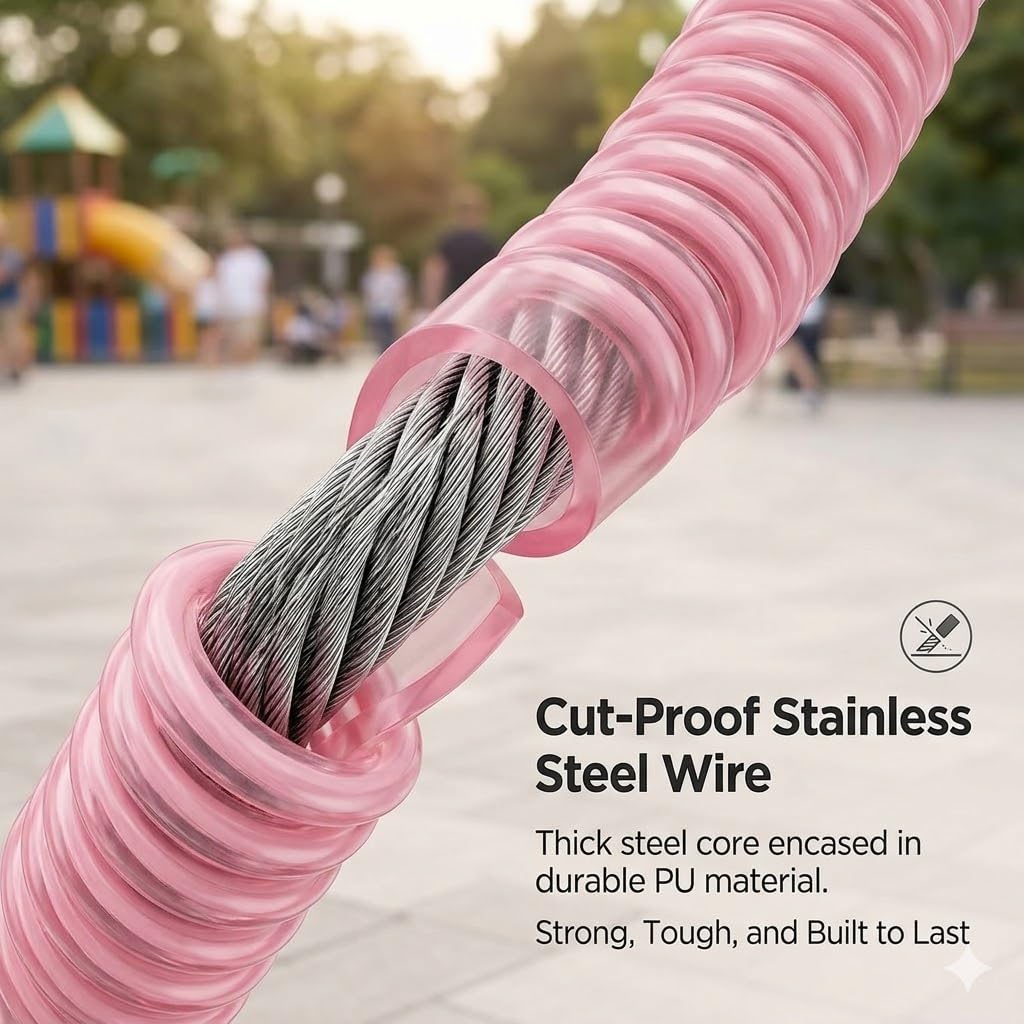 98 inch Retractable Toddler Anti-Lost Wrist Link, Upgraded Safety Leash with Steel Wire, Breathable Padded Wristband for Kids, Child Harness for Walking, Shopping, Travel, Outdoor Activities-Pink — view 4