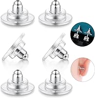 Vista 12 de 3 pares de respaldos de aretes, respaldos de aretes de plata de ley 925 para tachuelas, respaldos de aretes con cierre ajustables hipoalergénicos