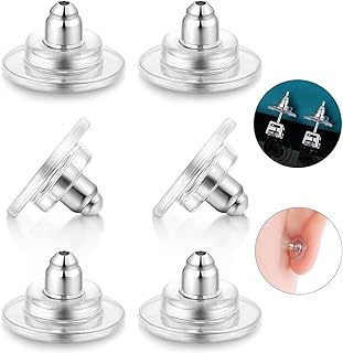 3Pairs 925 Sterling Silver Locking Earring Backs Replacements for Diamond Studs,14K White Gold Plated Hypoallergenic Secure Earring Backs (Silver)