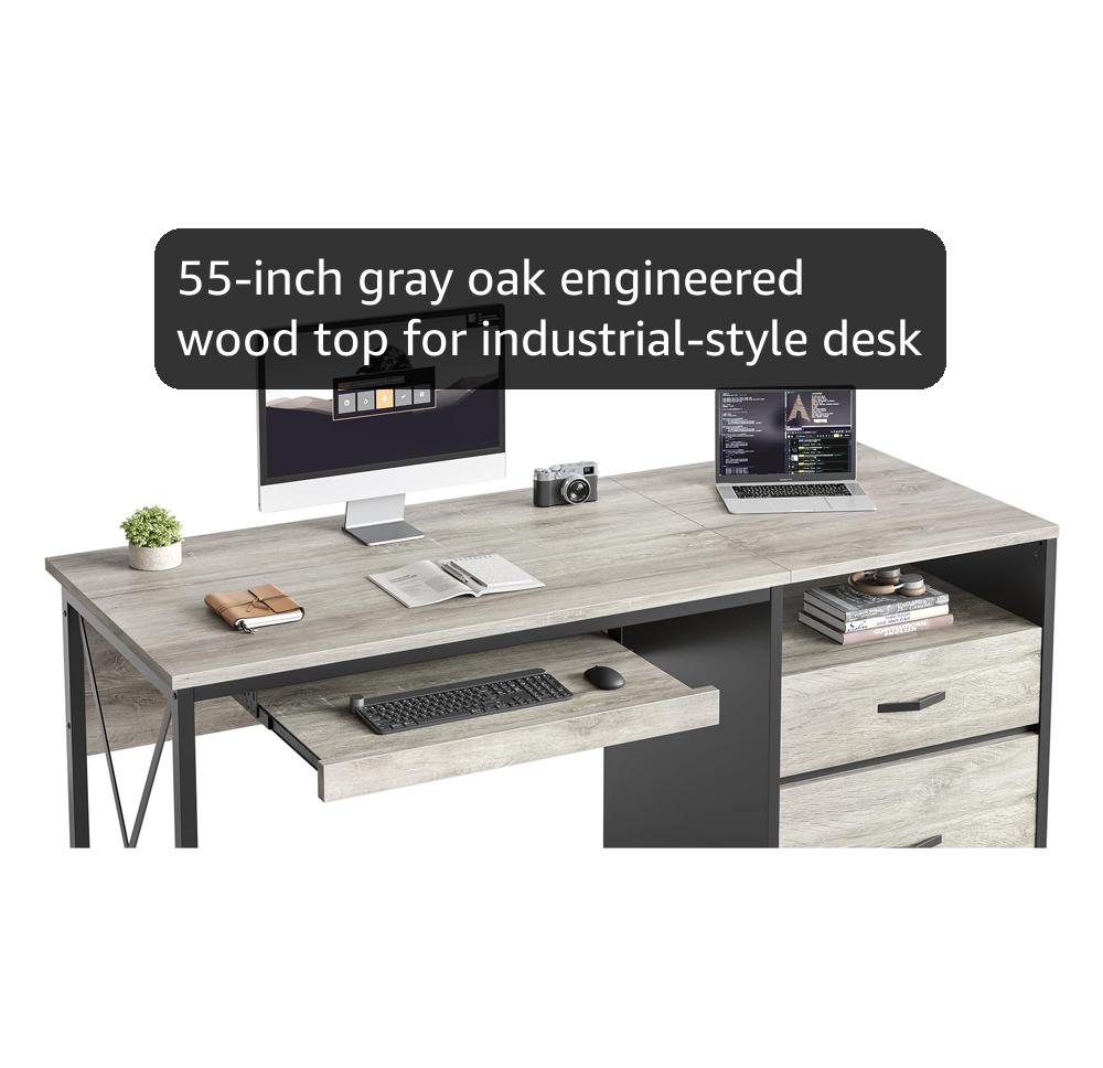 Amazon.com: Bestier Office Desk with Drawers, 55 inch Industrial