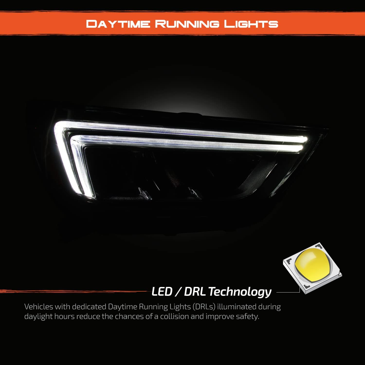 AKKON - Fit 2017-2022 Buick Encore [Full LED] OE Style Switchback DRL Headlights Headlamps Right Passenger Side