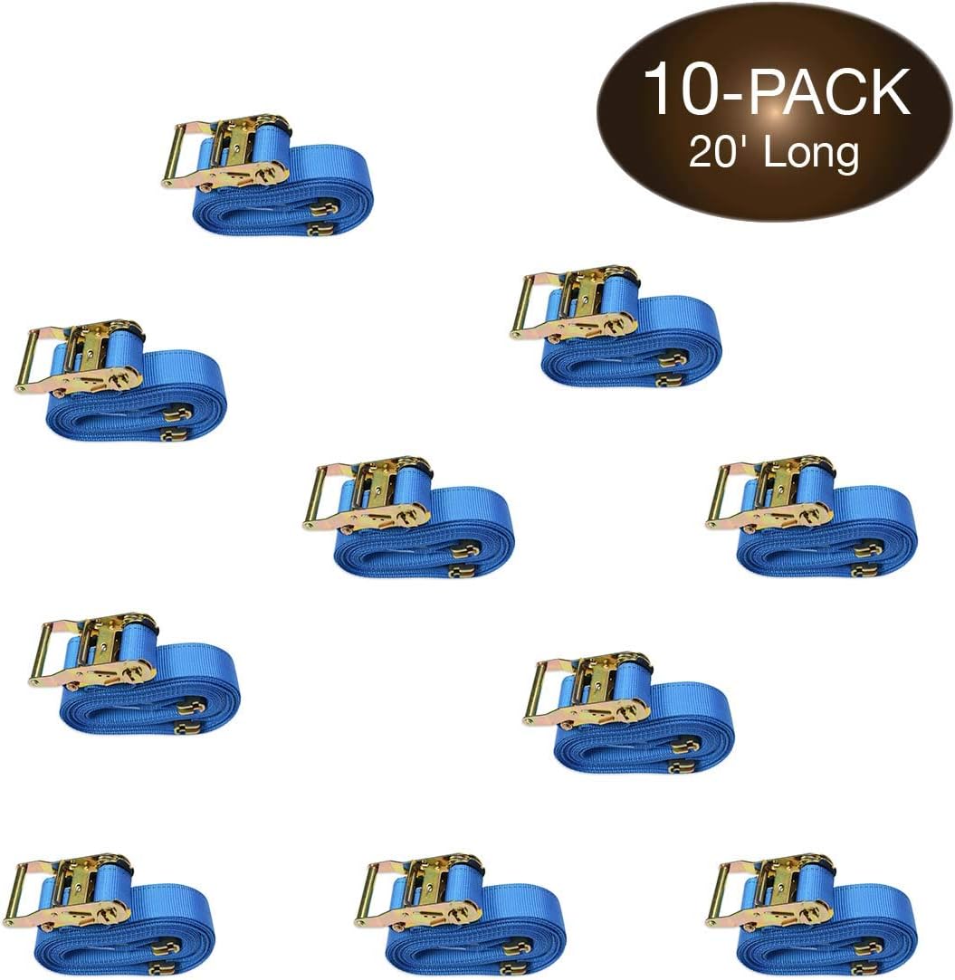 Exсluѕіvе Dіѕсоunt 🔥 Ten 2" x 20' E Track Ratcheting Strap Heavy Duty Cargo TieDowns, Durable Blue Polyester Tie-Down Ratchet Straps, ETrack Spring Fittings, Tie Down Motorcycles, Trailer Loads