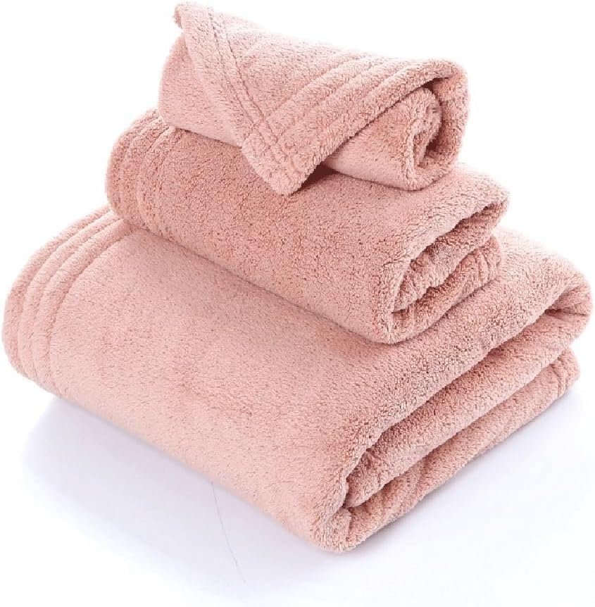 Towel Set Coral Velvet Bath Towel Square 3 Piece Set with Locking Edge