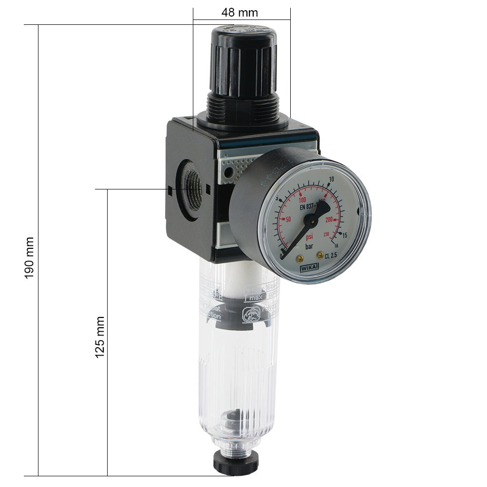 'Filtro regolatore Serie 1, 1600 L/min – G 1/4 "e G 3/8 Riduttore di pressione