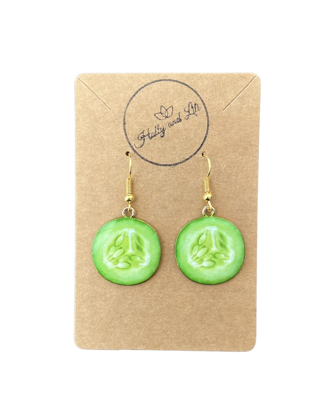 Holly and LiliFruit Style Drop And Dangle Earrings, Fruits Hooks, Fruit Earrings, Fruits Earring Hooks, Fruity Earrings (Cucumber)