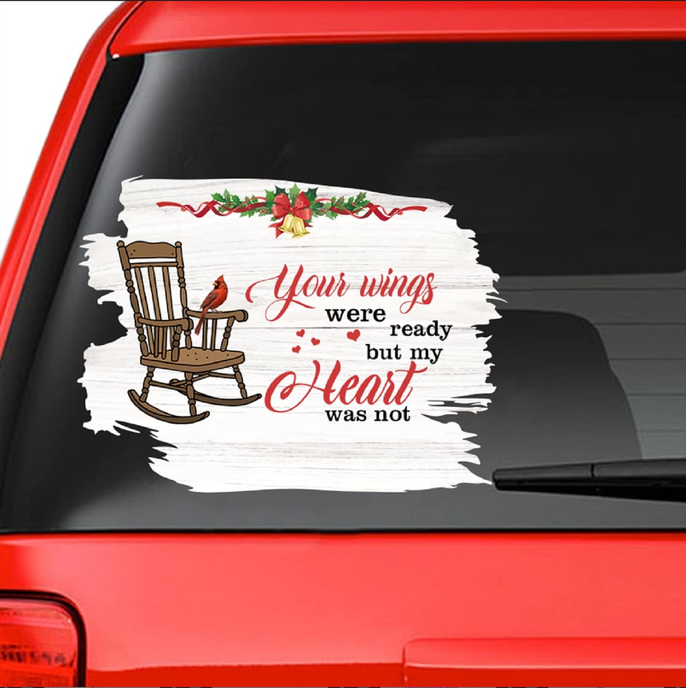 Memory Christmas Waterproof Window Decals for Home Wall Window Décor. Loss of Loved One Christmas Window Sticker Watercolor Memorial. Memorial Christmas Window Sticker: Your Wings Were Ready but My Heart Was Not, 4XL