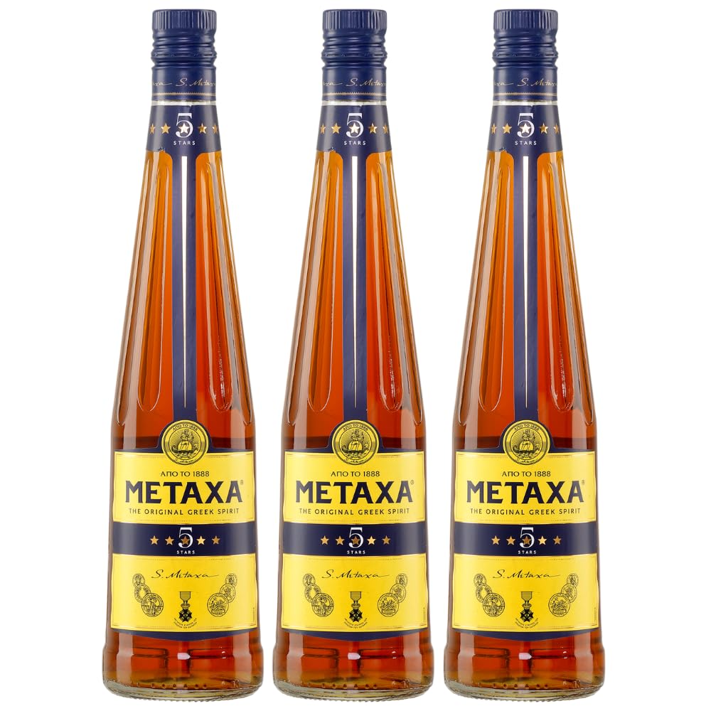 Metaxa 5 Sterne 3x 0,7l 38% Vol. | Metaxa | Brandy aus Griechenland | +20ml Jassas Olivenöl