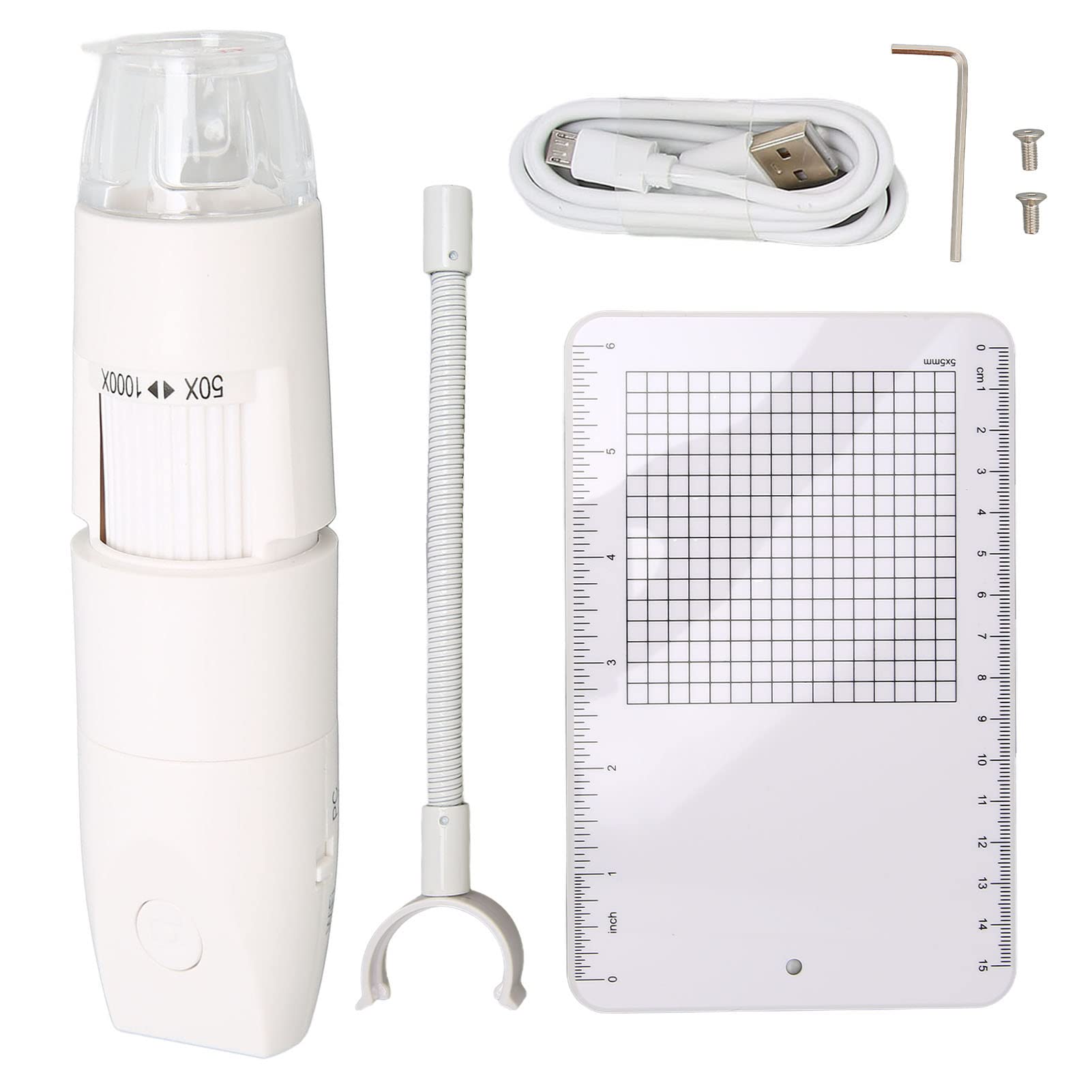 Keenso Wireless Digital Mikroskop Tragbare Handheld 50-1000X Vergrößerung HD Kamera für Smartphone Tablet PC (White)