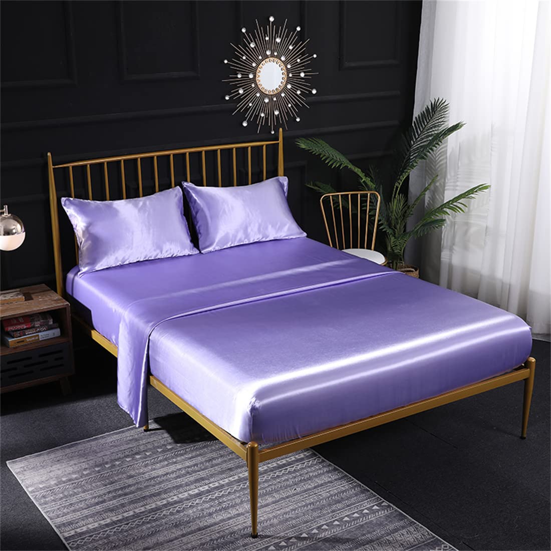 Parure de lit en satin de soie crème de qualité supérieure finition haut de gamme