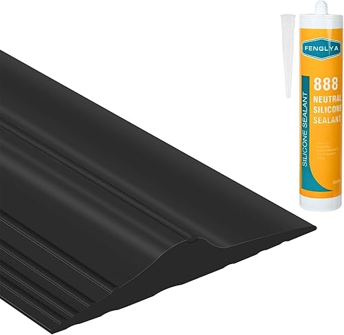 Vista 14 de ToLanbbt Tira de umbral de puerta de garaje universal de goma de 3.7 m con adhesivo/sellador negro de 300 ml, tira de sellado resistente a