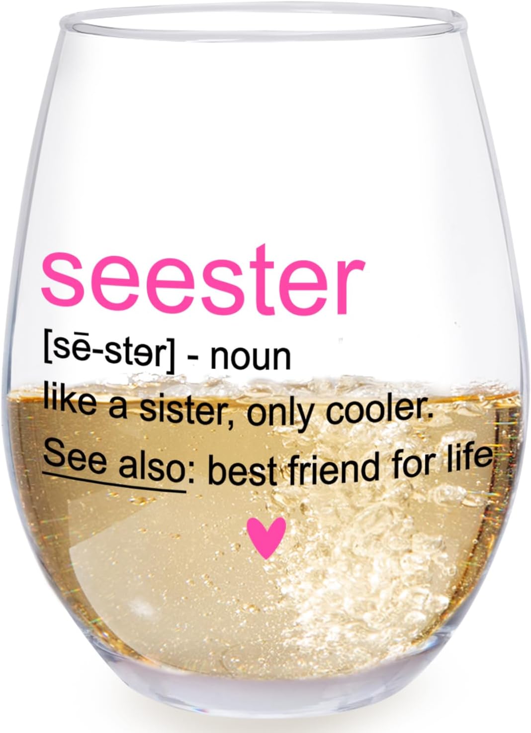 Seester Definition Present Gifts for Her - Friendship Soul Gifts for Women Bestie Best Friend - Big Sister Sorority Gift - 13.8 oz Wine Glass