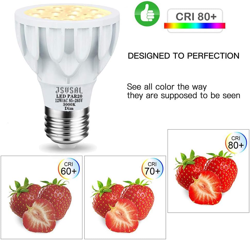 PAR20 LED Bulb 100W Replacement Dimmable,3000K Soft White,12W, 3030 LEDs 1350LM, E26 Medium Base,Aluminum Casing,Spot Light 40 Degree Beam Angle,Pack of 2