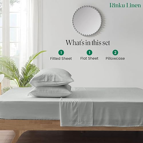 Miniatura 3 de True Luxury - Juego de sábanas de algodón egipcio de 600 hilos, para colchón de tamaño King (76" x 80") - Se adapta a colchones de 7 a 9 pulgadas -