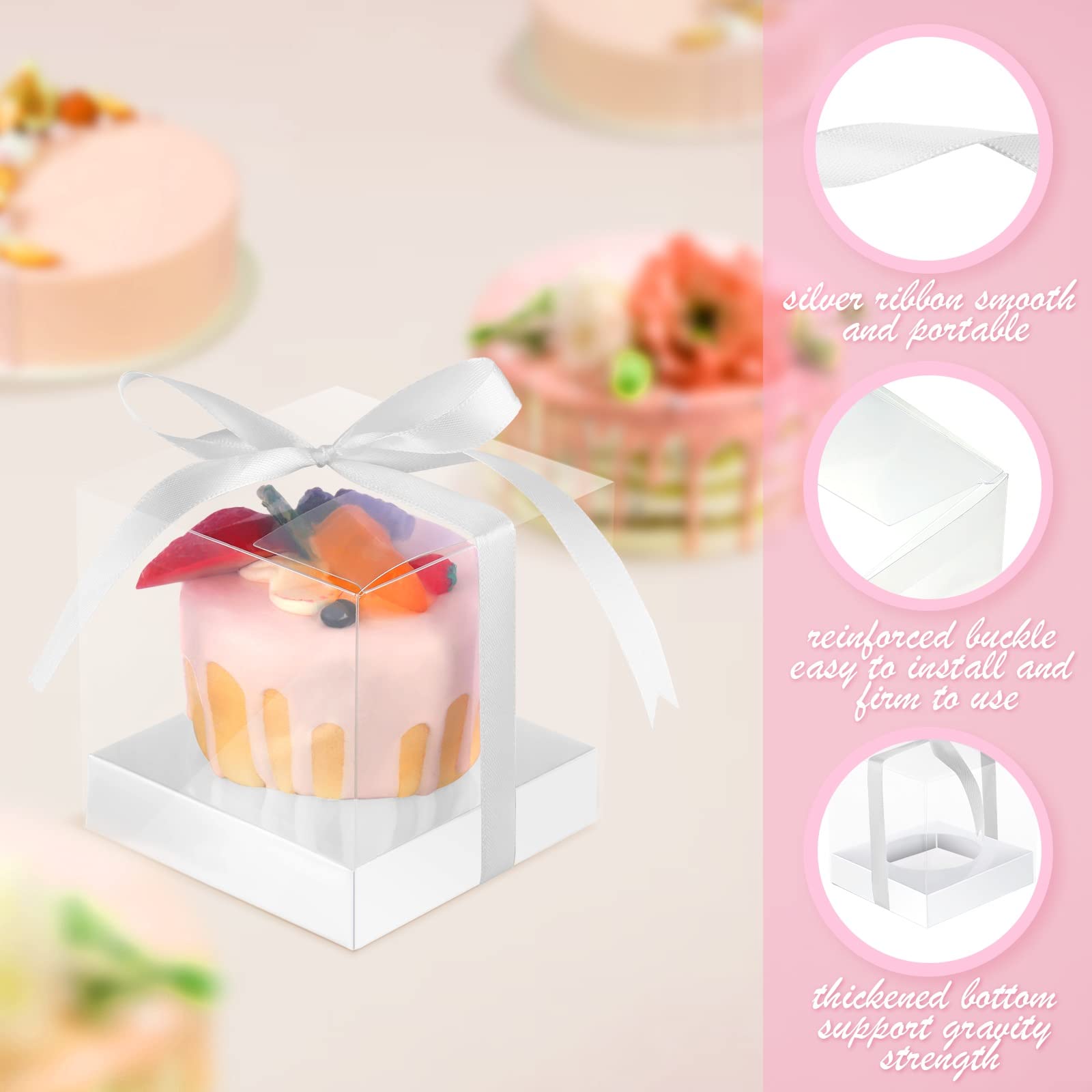 Scatole Trasparenti Per Cupcake – 60 Pezzi, Plastica Alimentare, Cupola Alta 11 Cm, Con Coperchio A Cerniera – Per Feste, Panetterie, Consegne - 8
