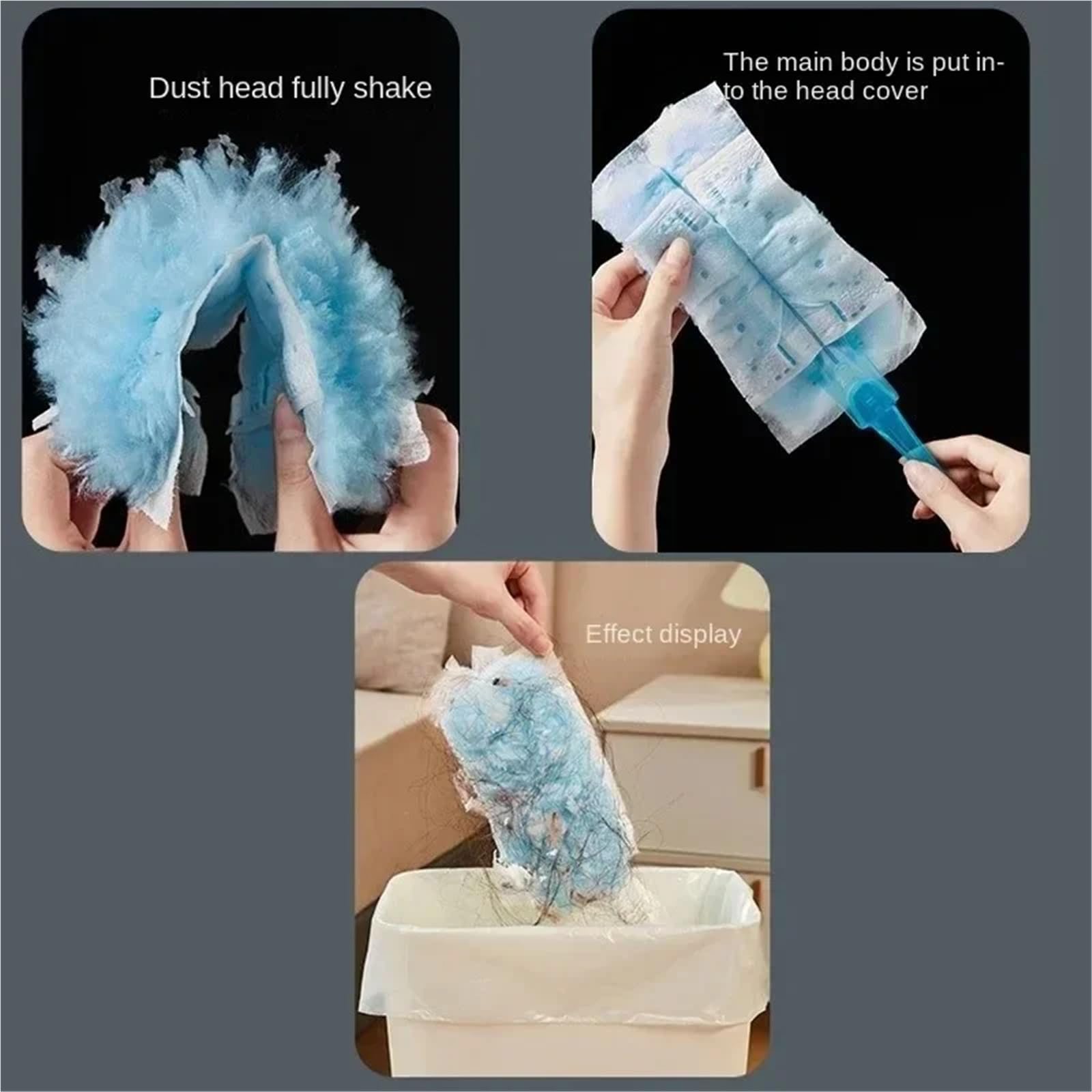 Plumero Atrapapolvo 30 Piezas De Recambios Plumero Desechables Compatibles con Duster Fácil Usar Azul(60PCS)