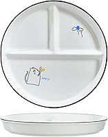 Vista 11 de 1 plato de cerámica para control de porciones de dinosaurio, plato dividido para comer racional, plato de postre dividido, plato de ensalada, plato