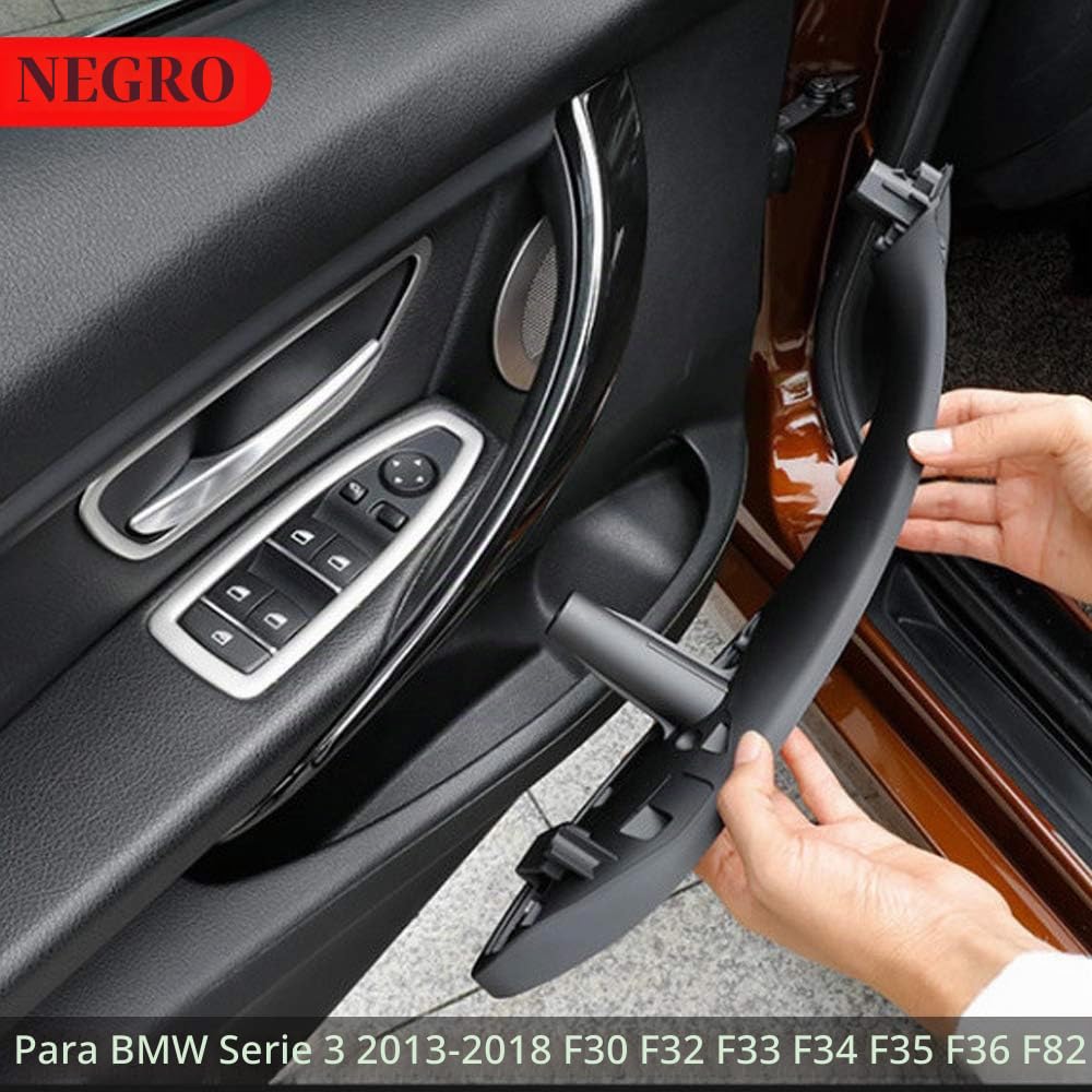 1 par de manijas de puerta interior para BMW F30 F31 F32 F33 F34 F36 F80 cubierta interior de coche para BMW Serie 3 4 316 318 320 325 316 318 320 320 325 328 330 340 (Negro，Tirador Puerta Delantera)