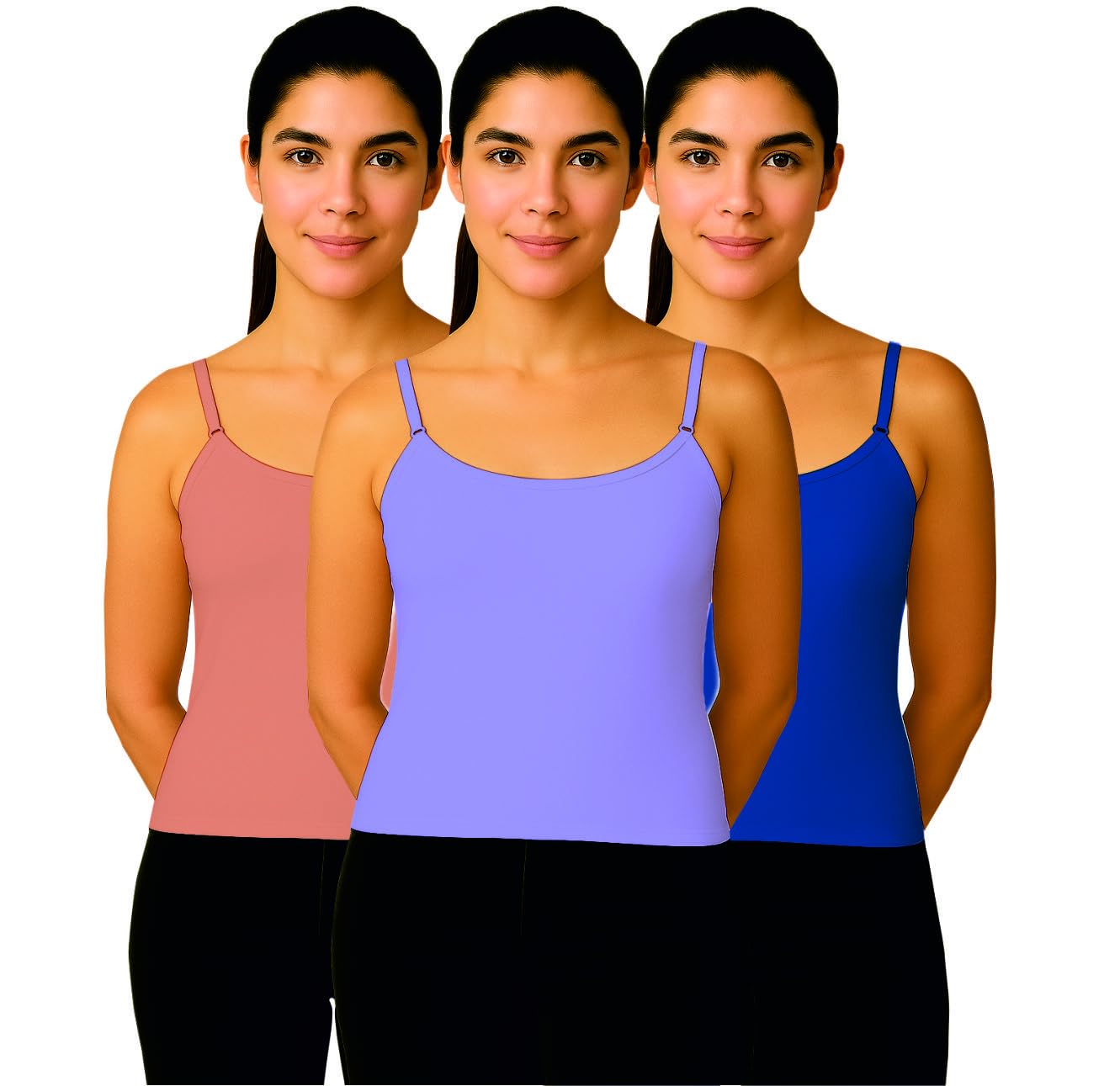 Womens Pure Cotton Camisole | Sleeveless Inner Slip for Women | Soft Breathable Lightweight Cami for All-Day Comfort | Multi-Color, Color Name May Vary as per Availability | Pack of 3-picture-45