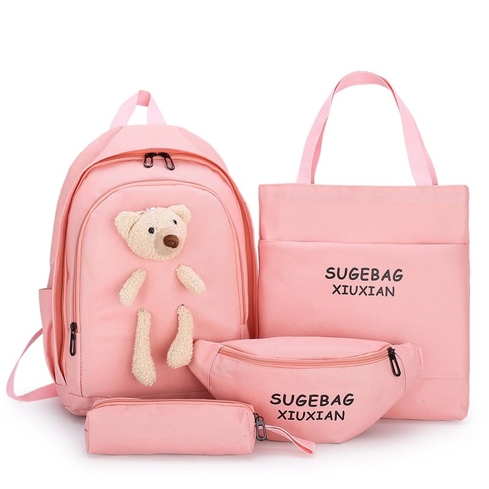 4 Pz Zaino Orsacchiotto Peluche Borsa Set Zaini Scuola