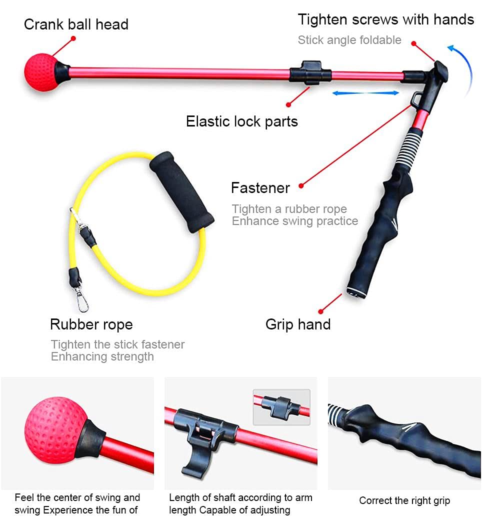 Golf Swing Practice Equipment Folding Posture Corrector Aid Posture Correction Swing Stretchable Stick With Wide Angle, Golf Swing Trainer aid, Portable Collapsible Trainer, Improve Swing Posture(A)