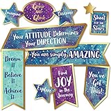 Carson Dellosa Galaxy 18 pc Bundle Motivational Bulletin Board Set, Space Decorations with Positive Affirmations for Science Fair Display and Classroom Decor
