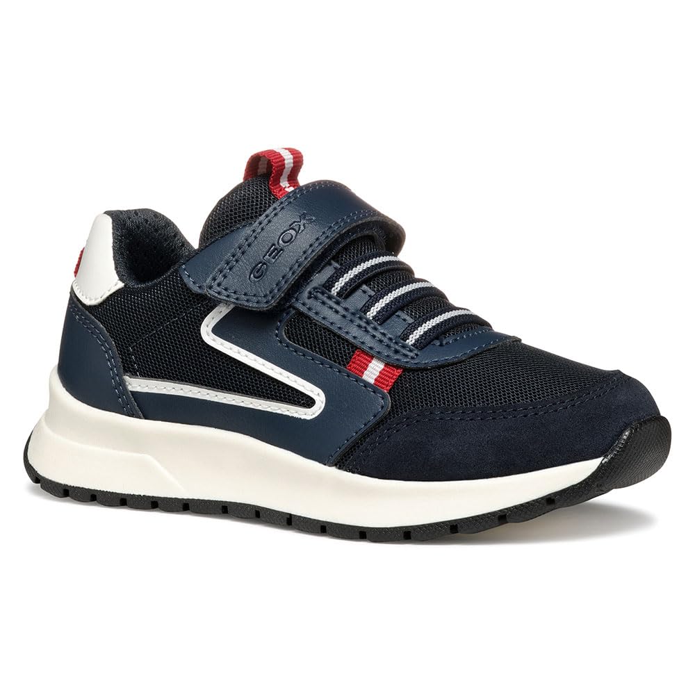 Geox J BRIEZEE Boy A, Basket garçon, Navy/​DK Red,