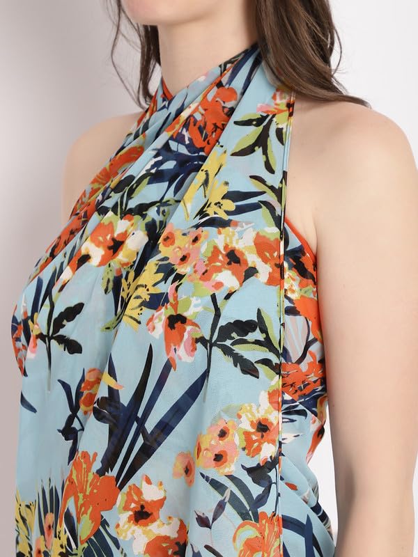 Image of EROTISSCH Women's Poly Georgette One-Piece Swimsuit Cover-Up Sarong, Made of 100% Polyester, Quick-Dry, Lightweight Beachwear for Girls with Adjustable Halter Neck, Suitable for Beach,Resort&Pool