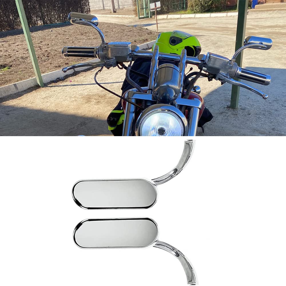 1 paire de mini rétroviseurs ovales de moto en aluminium pour modèles H-arley-D-avidson H-onda K-awasaki S-uzuki Cruiser, rétroviseurs latéraux HD à rotation à 360°, Chrome
